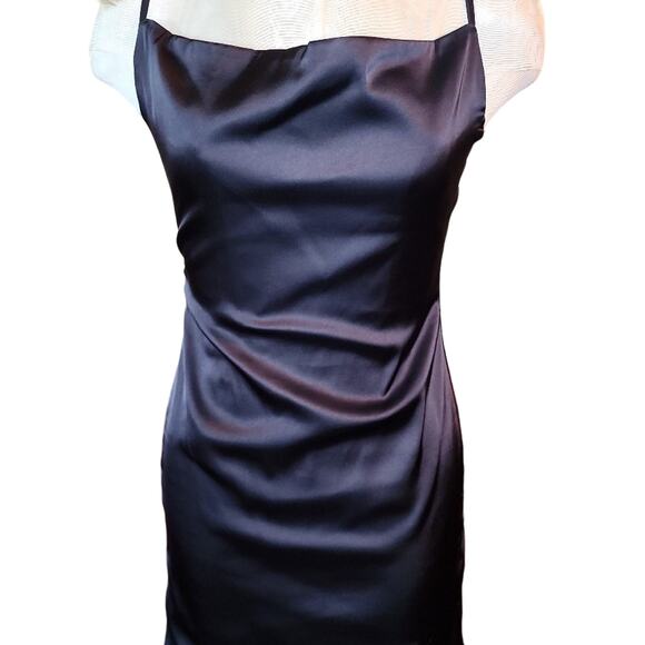 Verdusa NWT Black Strappy Bodycon Satin Dress Size S‎ - Picture 1 of 9